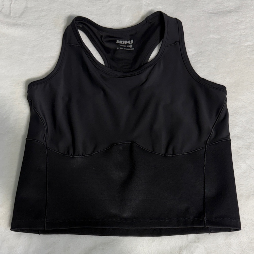 SKIMS Black Racerback Sports Bra Crop
